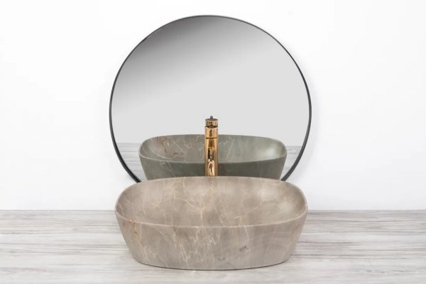 Umywalka ceramiczna nablatowa REA FREJA BEIGE imitacja kamienia beż