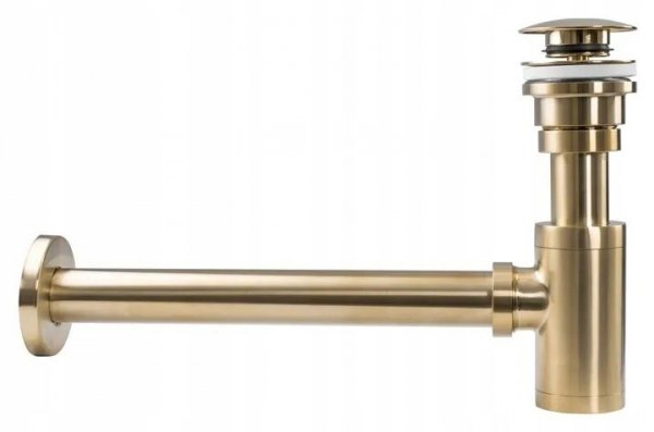 Uniwersalny syfon z korkiem klik klak do umywalek złoty szczotkowany