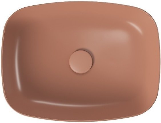 Umywalka ceramiczna nablatowa Larga prostokątna 50x38 cm ceglasty mat + korek