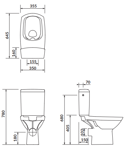 WC Kompakt CARINA NEW CLEANON 010 z deską duroplast