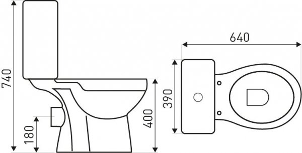 Kompakt WC KERRA Corner C-Clear Poziomy