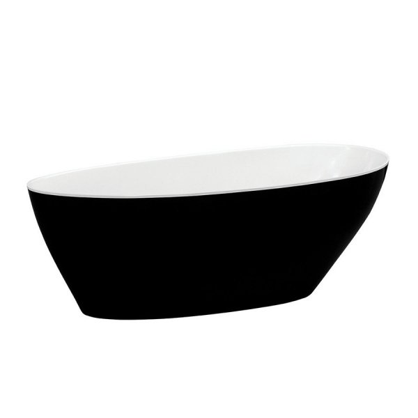 Wanna wolnostojąca Goya XS Black&amp;White 142x62 cm + klik-klak biały czyszczony od góry