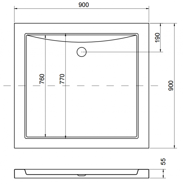 Brodzik kwadratowy Aquarius 90x90 Slimline, posadzkowy