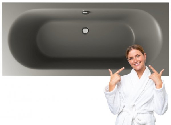 Wanna prostokątna EXCELLENT OCEANA SLIM 180x80 cm szary mat + nogi + syfon chrom