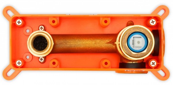 Bateria umywalkowa ścienna podtynkowa Lungo Rea złota + Box