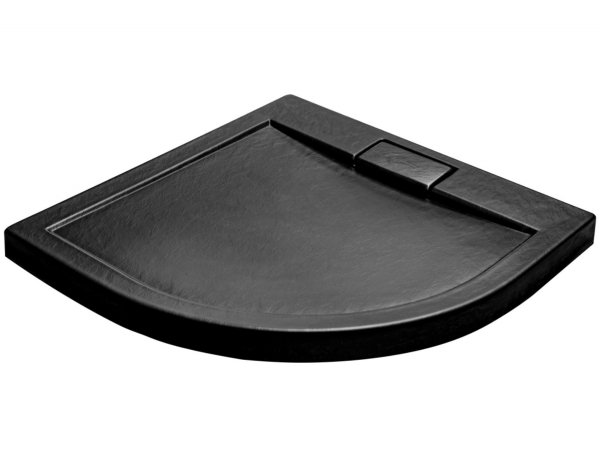 BESCO Brodzik półokrągły Axim Ultraslim czarny 90x90 + syfon
