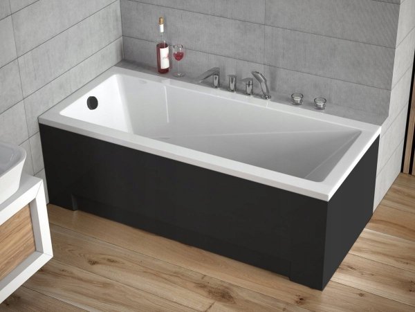 BESCO Wanna 120x70 Modern z czarną obudową  + Syfon czarny