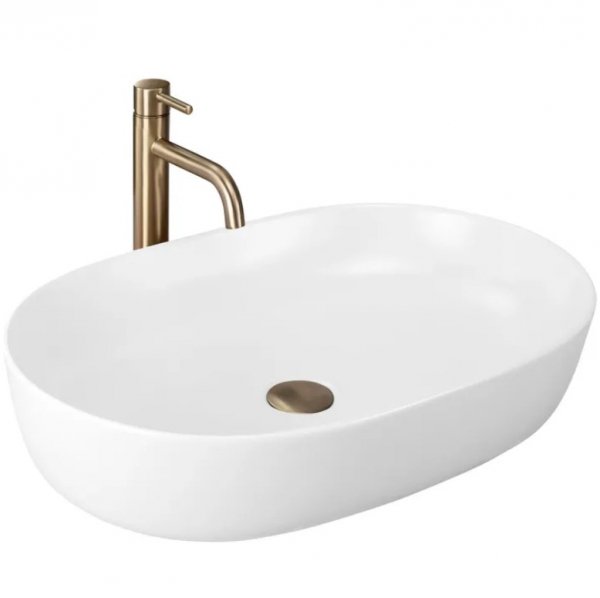 Umywalka ceramiczna nablatowa owalna REA CLEO 61 WHITE MATT biała matowa