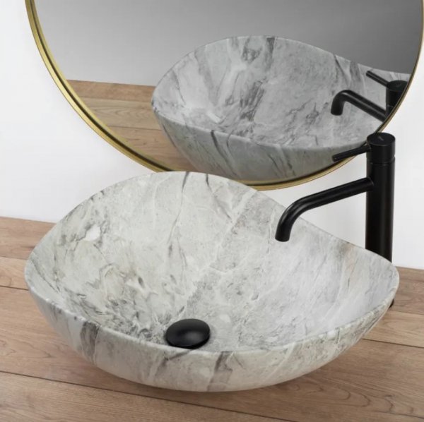 Umywalka ceramiczna nablatowa REA DORA STONE szara kamień marmur