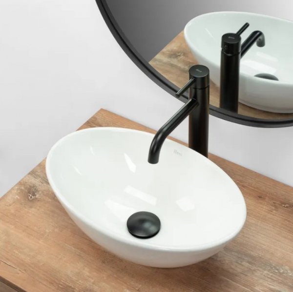 Umywalka ceramiczna nablatowa owalna REA PAMELA MINI biała
