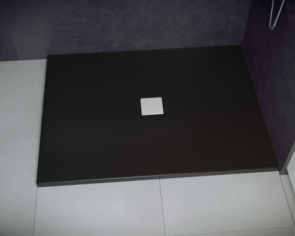Brodzik mineralny prostokątny Nox Ultraslim czarny 140x90