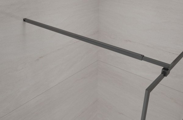 Invena ścianka walk-in 110x200 transparentna czarna rama szkło 8 mm hartowane