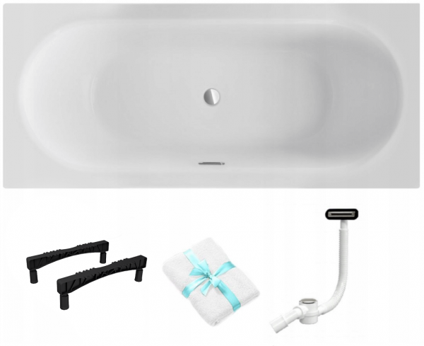 BESCO Wanna 180x80 Vitae SLIM PLUS + Syfon CHROM