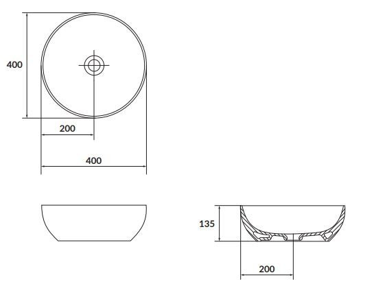 Umywalka ceramiczna nablatowa Larga okrągła 40 cm biały mat