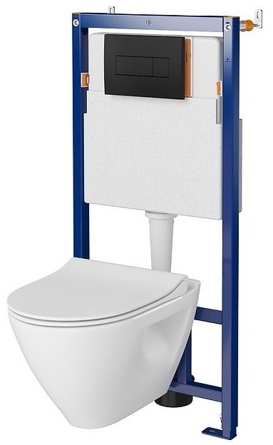 Zestaw B625 podtynkowy z miską MILLE PLUS CleanOn deska duroplast czarny mat S701-649