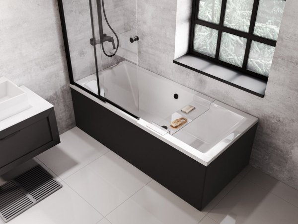 BESCO Wanna 180x80 Quadro z czarną obudową + Syfon