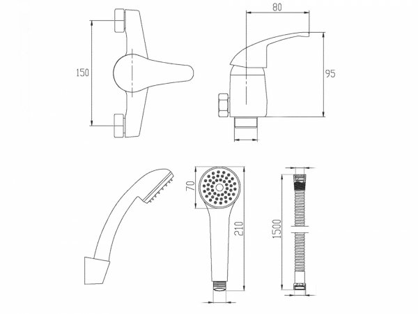 Invena Bateria natryskowa z zestawem natryskowyn Mitris chrom