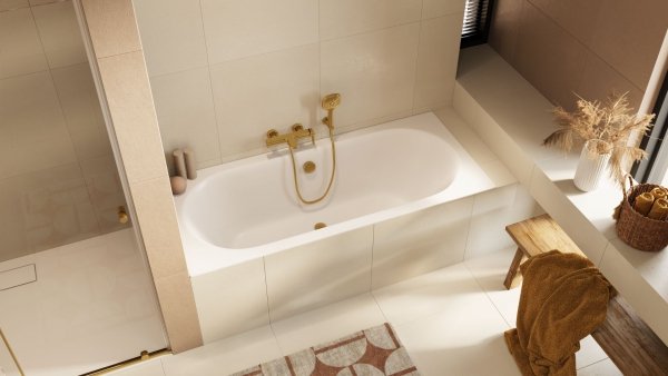 Wanna prostokątna EXCELLENT OCEANA SLIM 170x75 cm biały mat + nogi + syfon chrom
