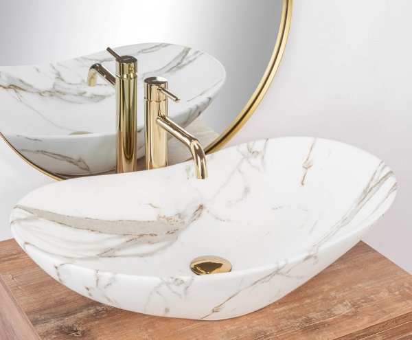 Umywalka ceramiczna nablatowa REA ROYAL LAVA MAT imitacja kamienia