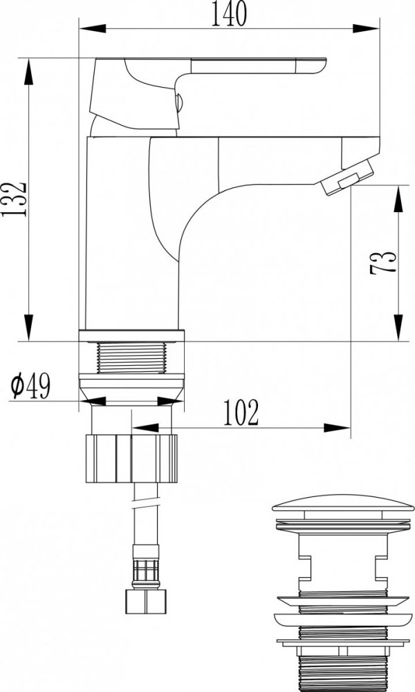 Bateria umywalkowa SAGRA z korkiem chrom BQR_022D