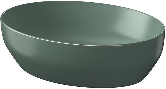 Umywalka nablatowa Larga elipsa 50x38 cm zielony mat + korek
