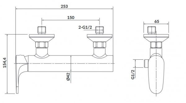 Bateria natryskowa ścienna Inverto chrom, dwa mieszacze S951-326