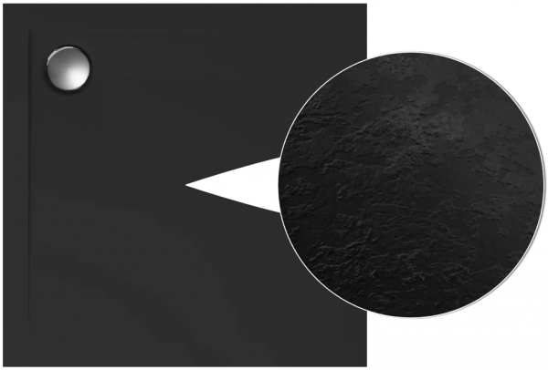 Brodzik posadzkowy kwadratowy GEOS czarny struktura kamienia 100x100 + syfon