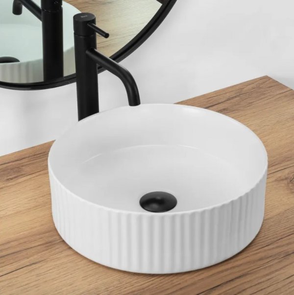 Umywalka ceramiczna nablatowa ryflowana REA DELIA biała