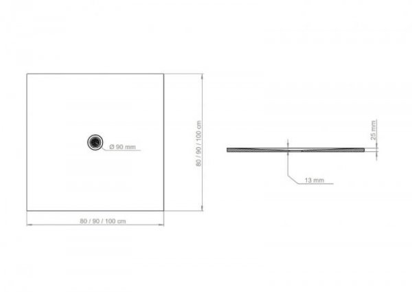 Brodzik kwadratowy Fresco Biały 100x100x1,3x2,5 cm posadzkowy połysk