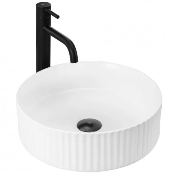 Umywalka ceramiczna nablatowa ryflowana REA DELIA biała