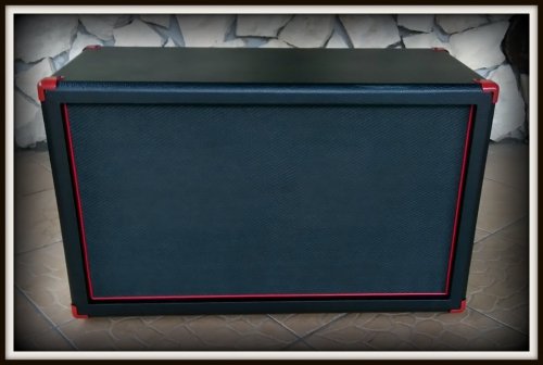 GOTOWA Obudowa do Kolumny 2x12&quot; TOPOLA WŁOSKA BLACK/RED