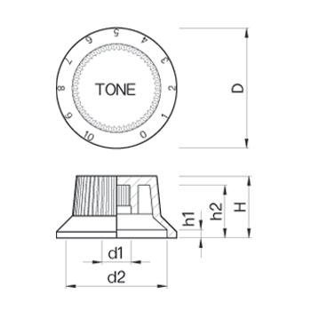 Gałka potencjometru TONE Czarna Typ Stratocaster