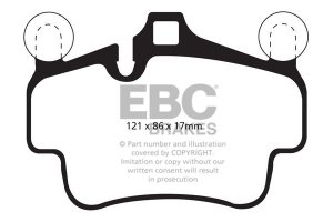 Klocki hamulcowe EBC REDSTUFF tył PORSCHE 911 (997) (Cast Iron Disc Only) 3.8 Carrera 4S Targa 2008-2012