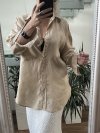 Beżowa Koszula Zara Len Casual Oversize