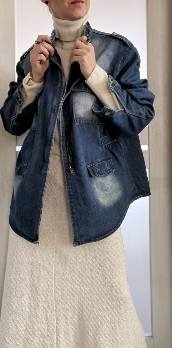 Jeansowa Kurtka Katana Blue Casual Oversize