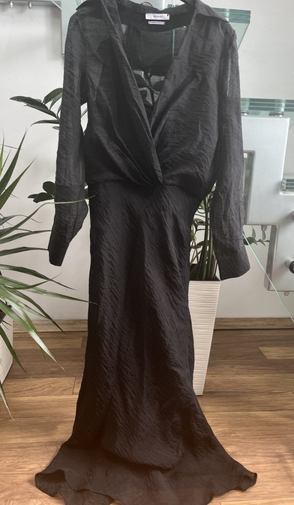 Długa Lekka Sukienka Maxi Edgy Aesthetic Black