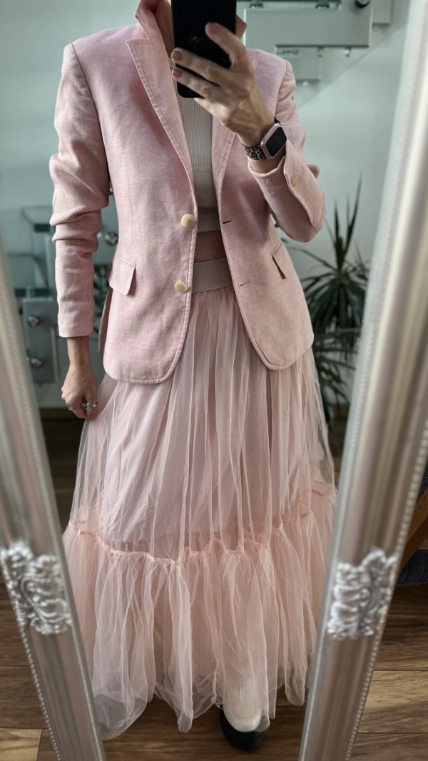 Długa Spódnica Maxi Pink Tiul Warstwy 