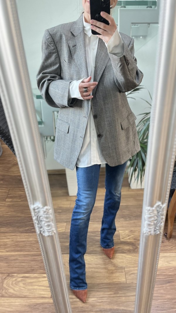 Marynarka Blazer PureNewWool Krata Vintage Grey
