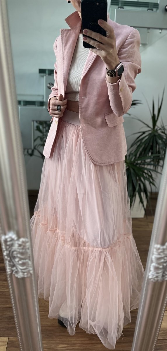 Długa Spódnica Maxi Pink Tiul Warstwy 
