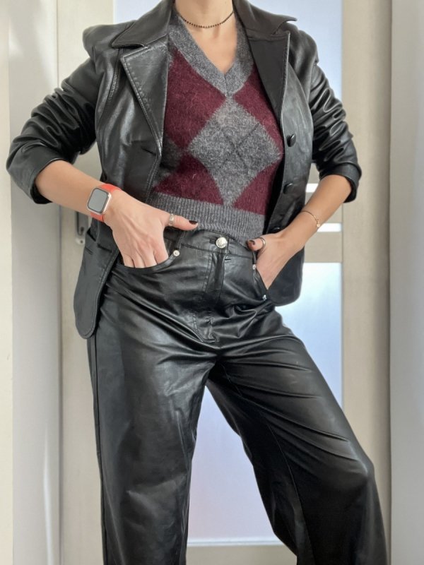 Wełniana kamizelka Zara romby grey 