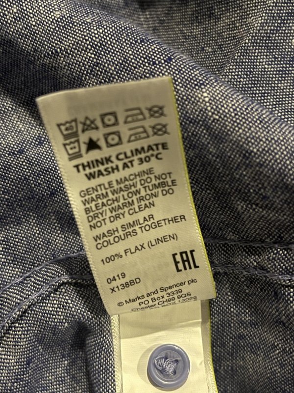 Lniana Koszula M&amp;S Pure Linen Oversize Blue