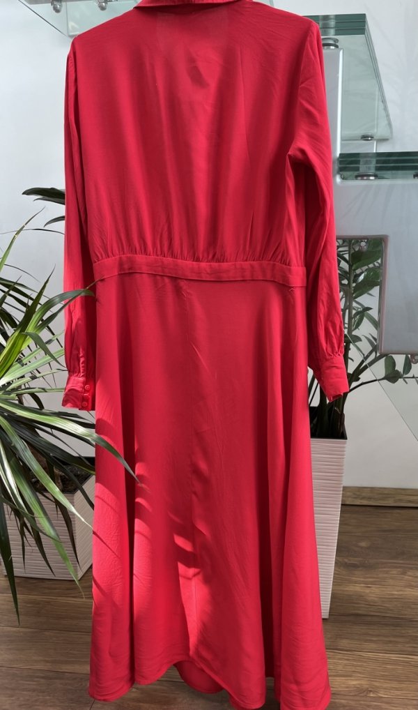 Długa Letnia Sukienka H&amp;M Midi Casual Red