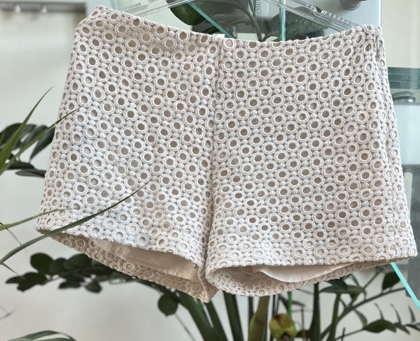 Szorty Bawełniane Beżowe Ażurowe Boho Chic