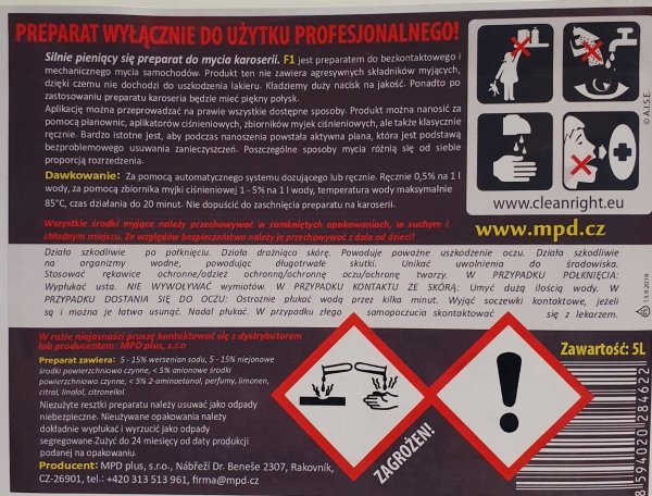  F1 - aktywna piana do mycia karoserii 5l