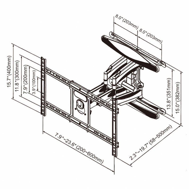 UCHWYT DO TV LCD/LED 40-75" 45KG AR-98 ART reg. pion i poziom 58-500mm maxVESA 600x400