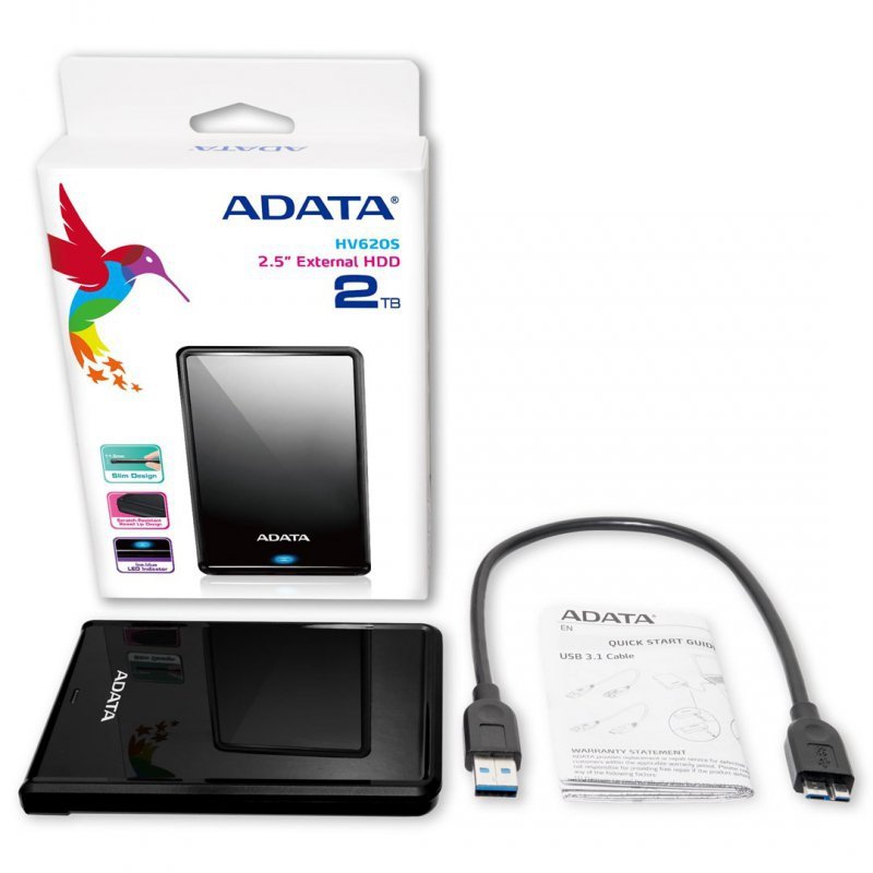 Dysk zewnętrzny HDD ADATA HV620S (2TB; 2.5&quot;; USB 3.2; czarny)