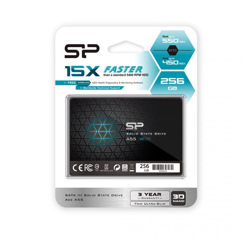 Dysk SSD Silicon Power Ace A55 256GB 2,5&quot; SATA III 550/450 MB/s (SP256GBSS3A55S25)