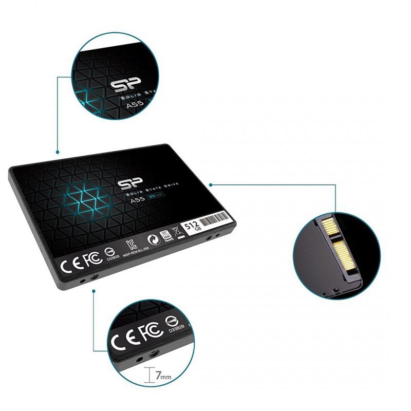 Dysk SSD Silicon Power Ace A55 512GB 2,5&quot; SATA III 560/530 MB/s (SP512GBSS3A55S25)