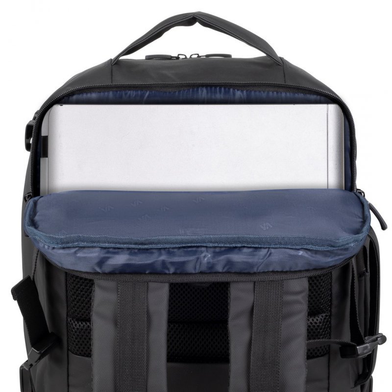 RIVACASE PLECAK NA LAPTOP 17,3&quot; TEGEL ECO, CZARNY, MATERIAŁ WODOODPORNY, EKO RPET, KIESZENIE NA SMARTFON, DOKUMENTY,AKCESOR