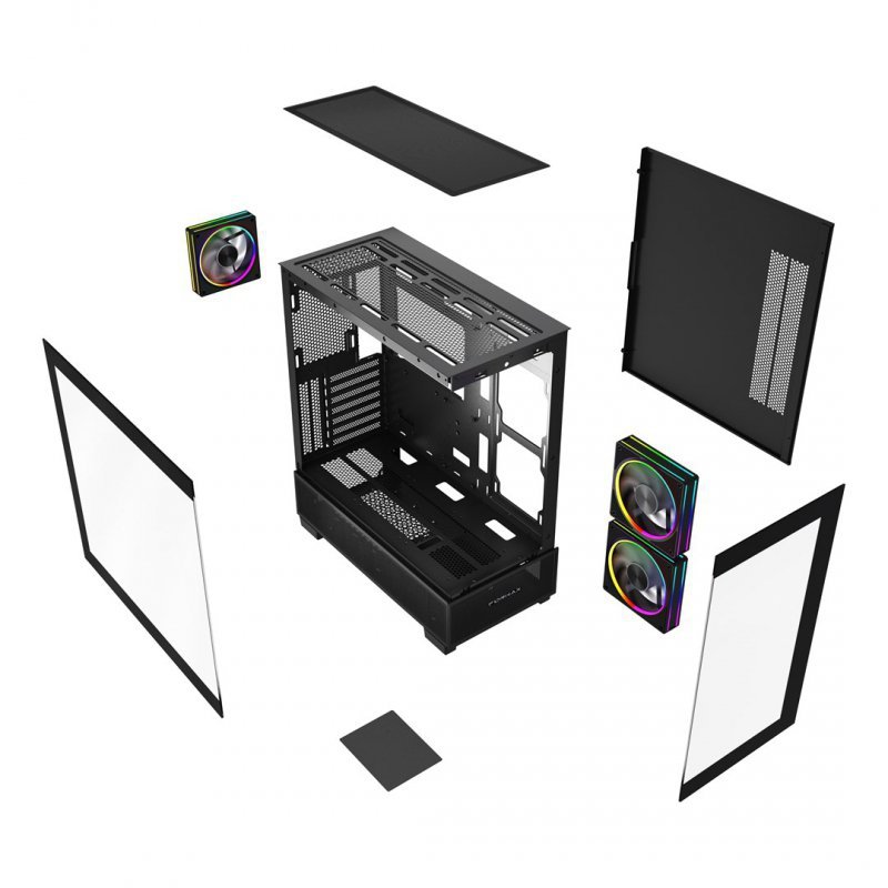 GEMBIRD OBUDOWA FORNAX X550 AQUARIUM MIDI-TOWER (2X USB 3.1, 1X USB TYPE-C) 3X FAN, CZARNA